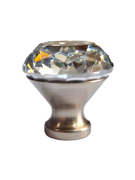 ACM Knob Furniture made of Metallic & Zamak & Crystal Nickel matt 30mm (Center Distance 30mm) 11851 1pcs