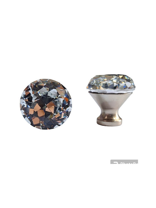 ACM Knob Furniture made of Metallic & Zamak & Crystal Nickel matt 30mm (Center Distance 30mm) 11851 1pcs