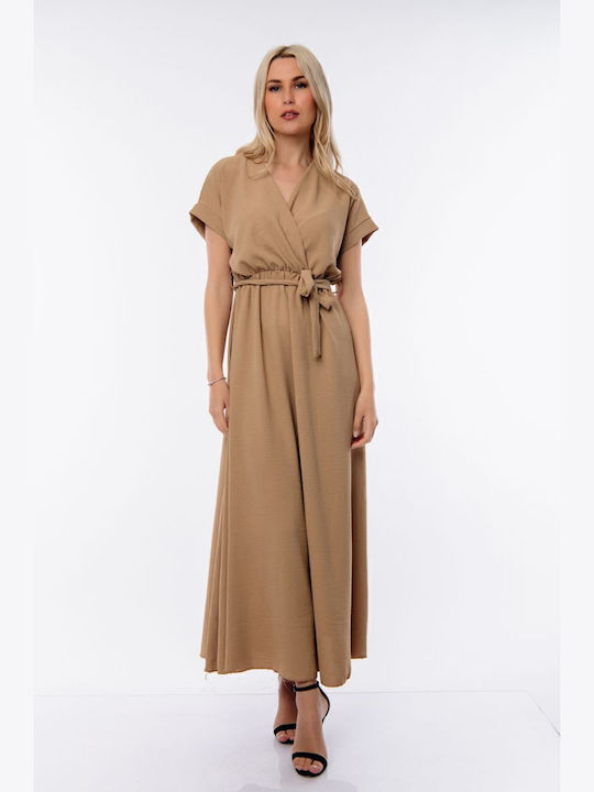 Maxi Kleid Wickel Beige