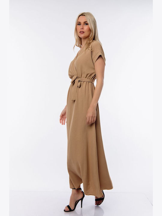 Maxi Kleid Wickel Beige