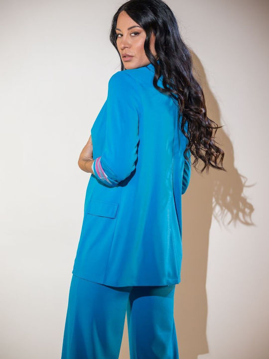Boutique Γυναικείο Σακάκι Σιέλ