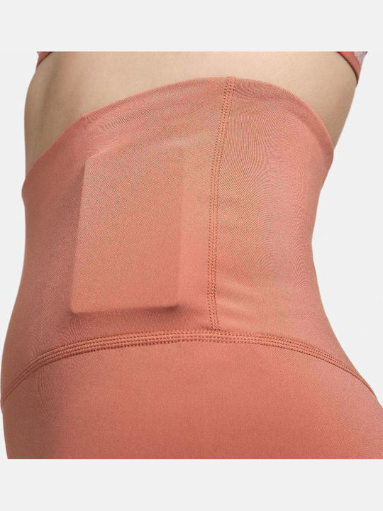 Dri-Fit One Training Γυναικείο Ποδηλατικό Κολάν Ψηλόμεσο Terra Blush