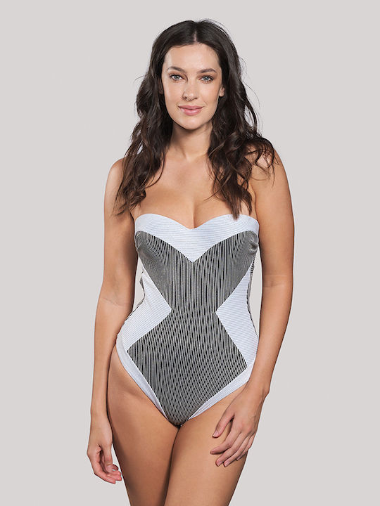 Crool Strapless One-Piece Swimsuit with Padding White