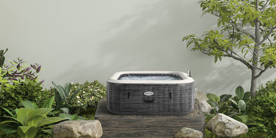 Intex Bubble Massage Τετράγωνη Πισίνα PVC 795lt Φουσκωτή με Υδρομασάζ 175x175x71εκ. Γκρι