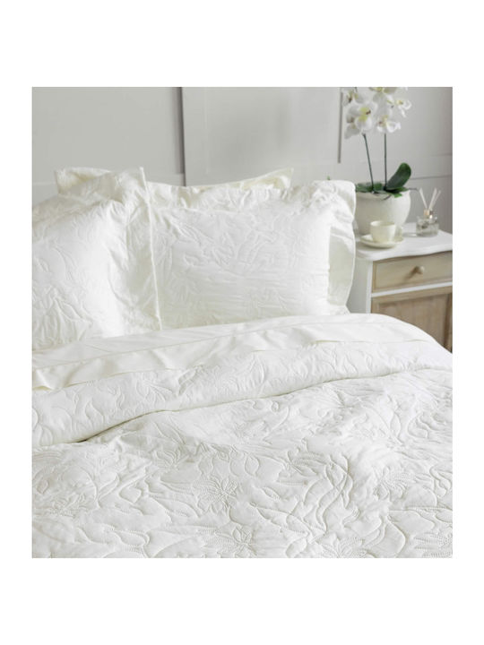Nima Eternal Set Coverlet Queen Size Microfiber Off White 240x260cm 3pcs