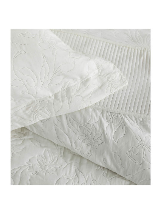 Nima Eternal Set Coverlet Queen Size Microfiber Off White 240x260cm 3pcs