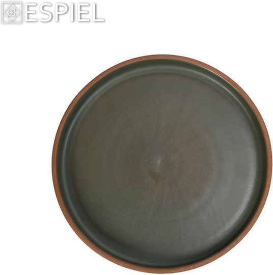 Espiel Step Plate Shallow Ceramic Green with Diameter 21cm