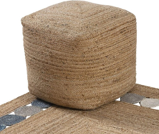 Handmade Rug Rectangular Summer from Jute Natural Navy