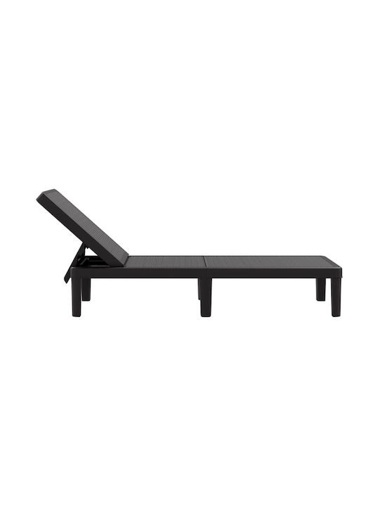Deckchair Plastic with Cushion Black 159x57x83.5cm.