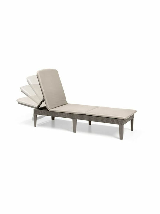 Șezlong Plastic cu Pernă Maro 187x58x29cm