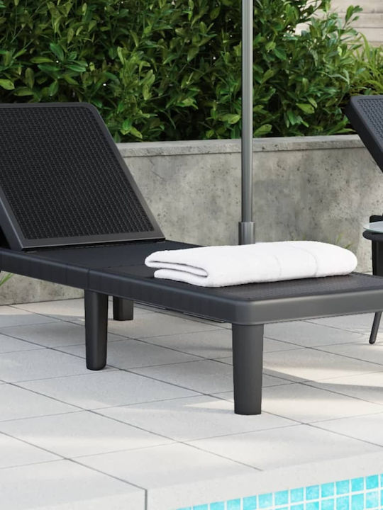 Deckchair Plastic with Cushion Black 159x57x83.5cm.