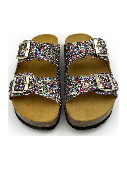 Leather Women's Anatomic Glitter Multicolour Sandals
