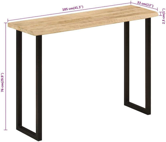 Solid Wood Console Table Massif Wood L105xW33xH76cm