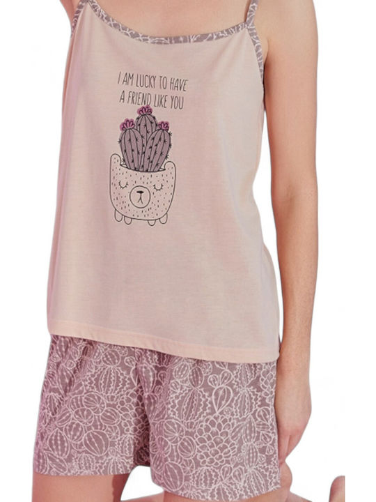 PijaMood Set Pijamale pentru Femei Bej PijaMood Set Pijamale pentru Femei Bej