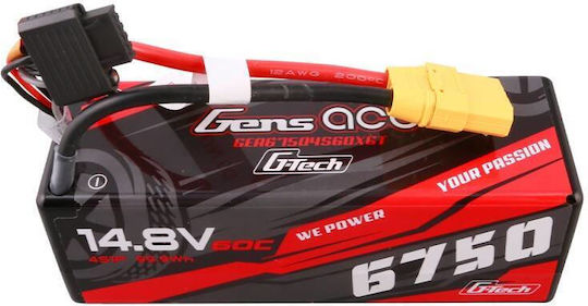 Gens Ace G-tech 6750mah 14.8v 60c 4s1p 14# Xt90 Battery