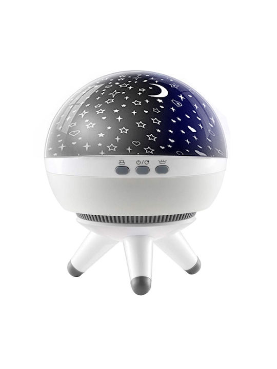 Led Περιστρεφόμενο Παιδικό Φωτιστικό Projector με Προβολή Αστεριών Διάφανο 17x15x13.5εκ.