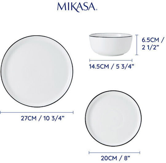 Mikasa Geschirrset aus Porzellan Weiß 12Stück