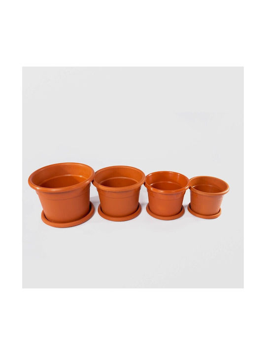 Round Flower Pot with Tray Pattern Plastic Brown 25×20 cm