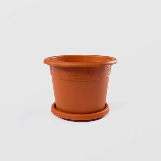 Tavă rotundă pentru ghivece, model plastic maro, 25×20 cm