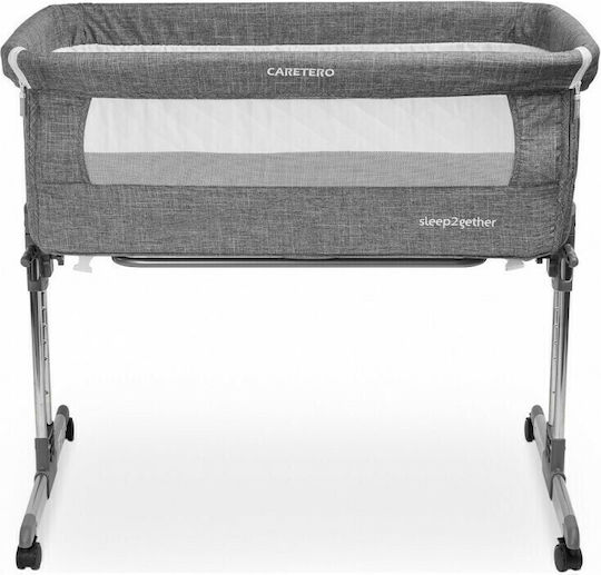 Caretero Люлка Sleep2gether с Матрак, Странично Отваряне и Колела Графит
