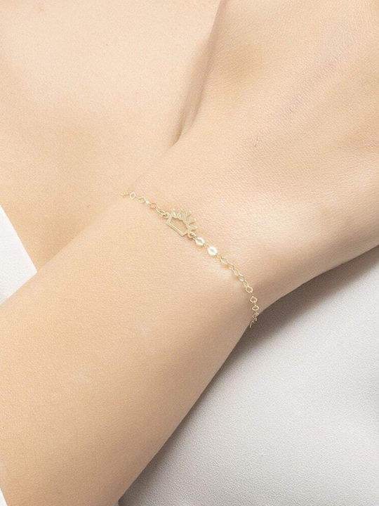 Eforo Kids Gold Bracelet 14K with Crown for Girl