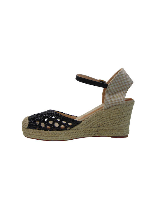 Fashion & Bella Platforme dama în stil espadrile Negre