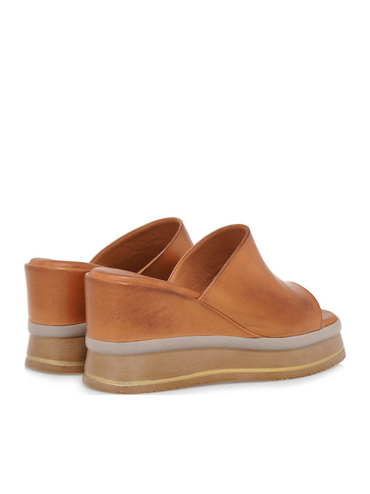 Women's Leather Platform Shoes Tabac Brown
