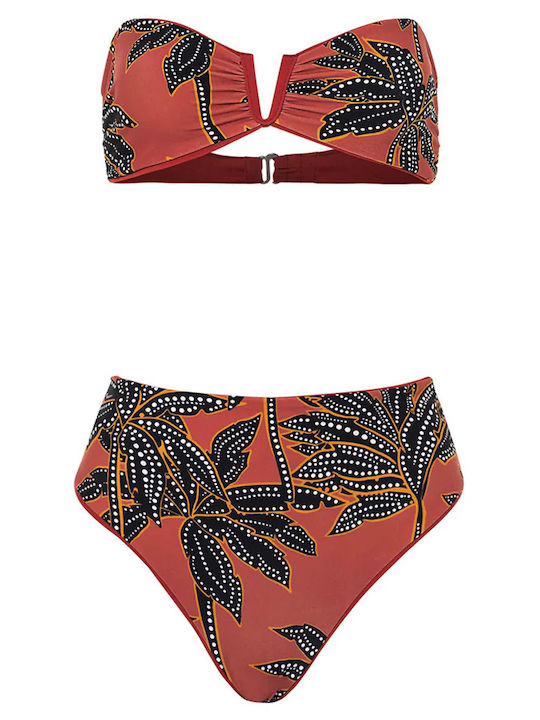 Maaji Bikini Set Strapless Top & Slip Bottom with Detachable Straps Burgundy