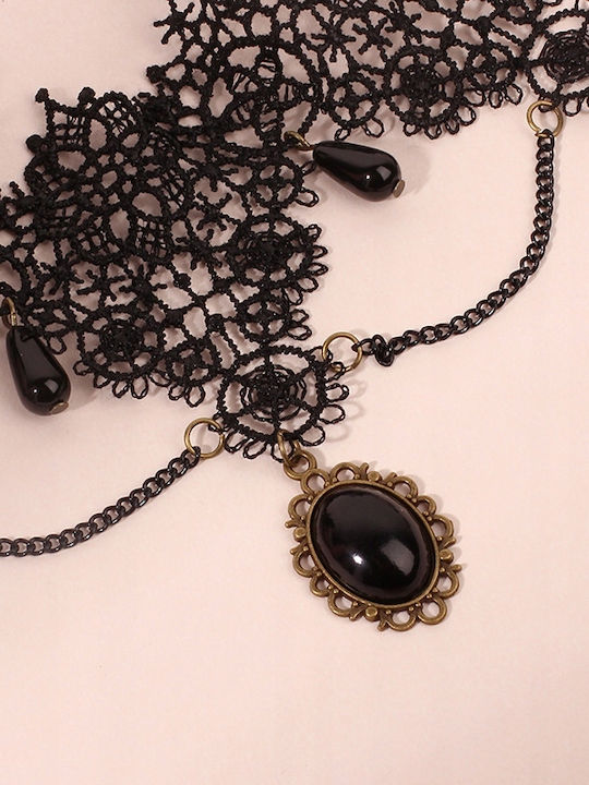 Lace Embroidered Black Choker Necklace Gothic Ch05