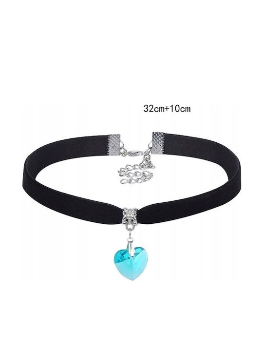 Classic Choker Necklace Crystal Heart Pendant Gothic Black Classic Choker Necklace Crystal Heart Pendant Gothic Black