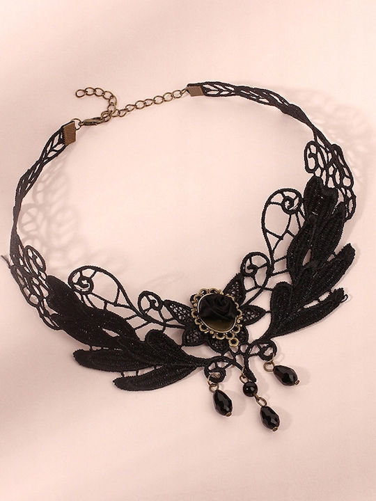 Lace Embroidered Black Choker Necklace Gothic Ch07