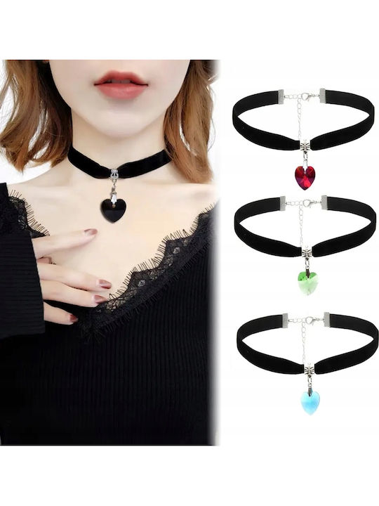Classic Choker Necklace Crystal Heart Pendant Gothic Red Classic Choker Necklace Crystal Heart Pendant Gothic Red