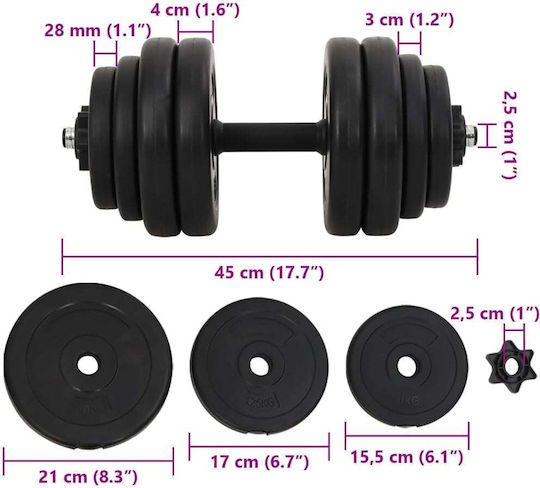 vidaXL Hantel 1x 15.5kg