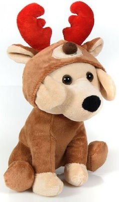 Fun World Plush Dog με Σχέδια Άϊ Βασίλης & Τάρανδος Christmas for 3+ Years 20 cm (Various Designs) 1pc