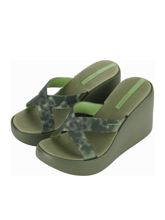 Damen Zehentrenner Mit Plattformen In Khaki Farbe