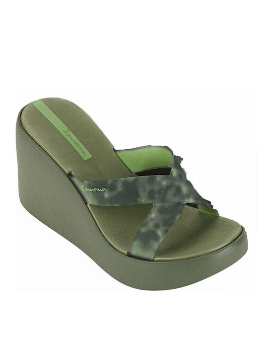 Damen Zehentrenner Mit Plattformen In Khaki Farbe