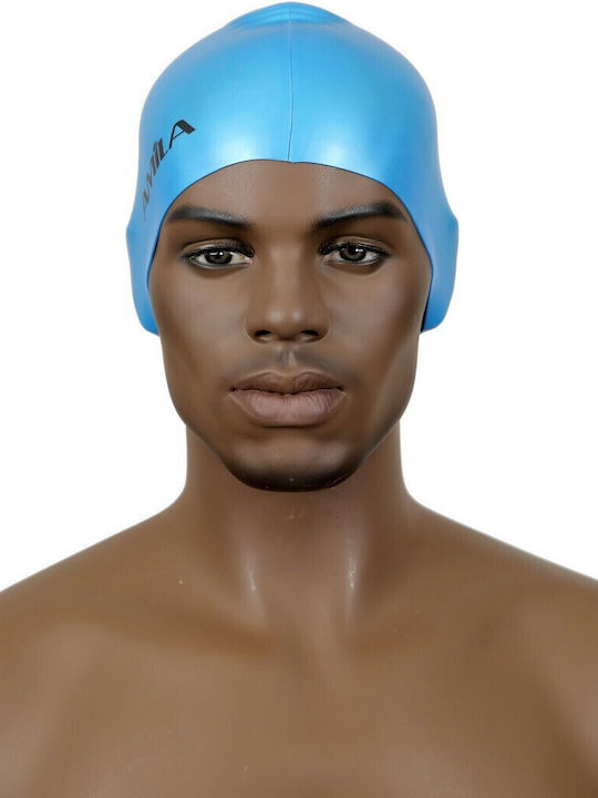 AMILA Silicone Adults Swimming Cap Light Blue