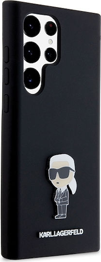 Karl Lagerfeld Ikonik Metal Pin Umschlag Rückseite Silikon Schwarz (Galaxy S24 Ultra)