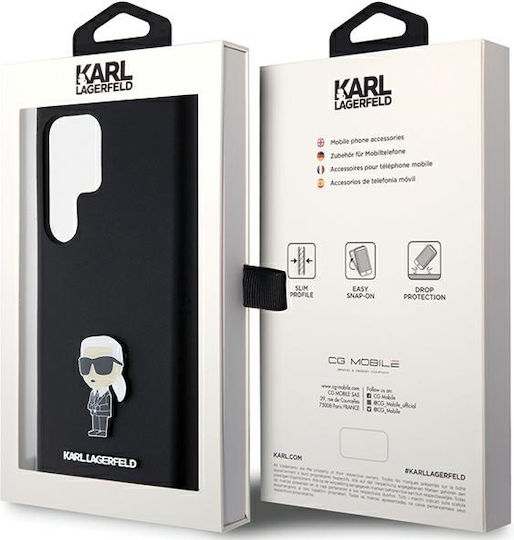 Karl Lagerfeld Ikonik Metal Pin Umschlag Rückseite Silikon Schwarz (Galaxy S24 Ultra)