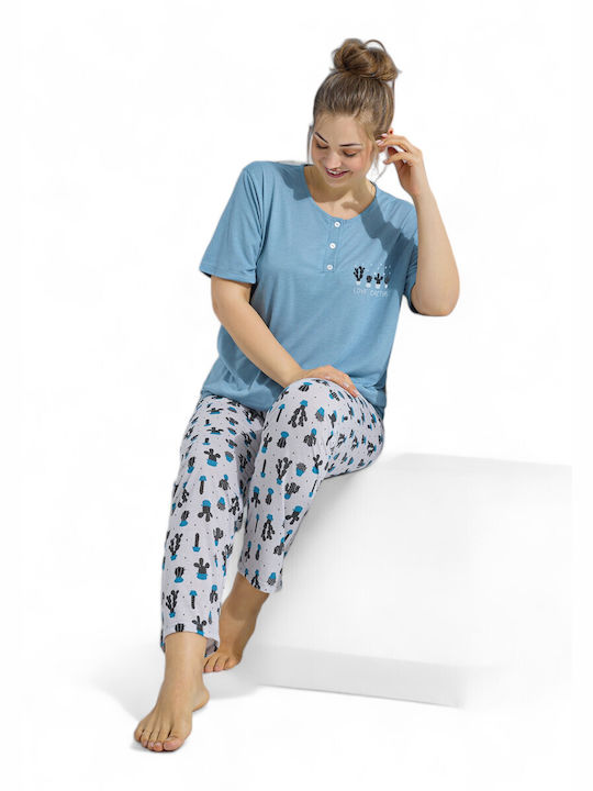 PijaMood De vară Set Pijamale pentru Femei Albastru deschis