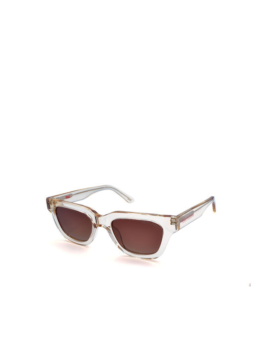 Funky Buddha Women's Sunglasses with Transparent Plastic Frame and Brown Polarized Lens FBS2062/005