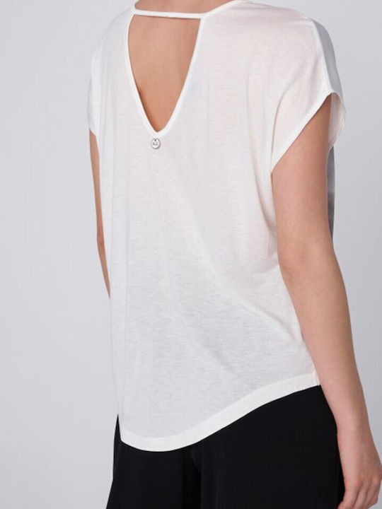 Ale - The Non Usual Casual Women's Blouse Short Sleeve with V Neck White