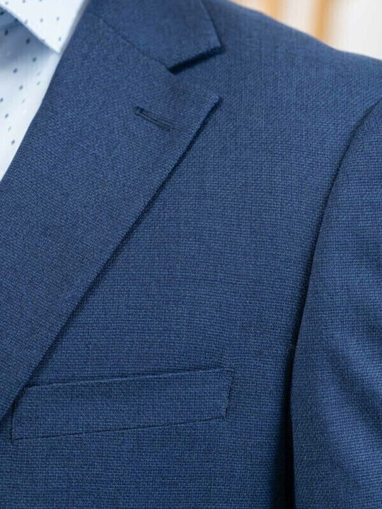 Jacket Καλοκαιρινό Ανδρικό Σακάκι με Στενή Εφαρμογή Μπλε