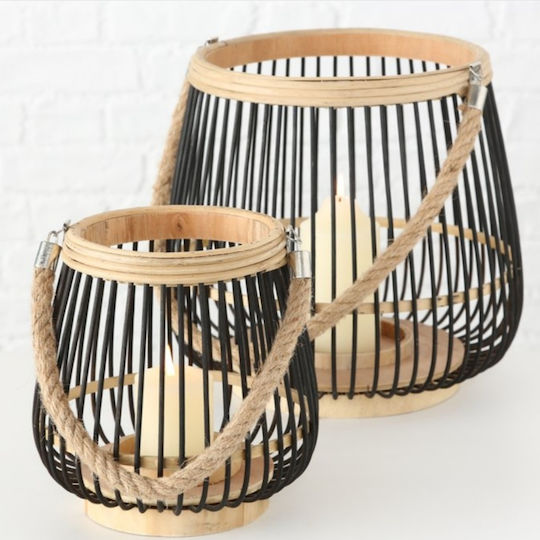 Boltze Laterne Bamboo Schwarz 21x22x22cm 1Stück