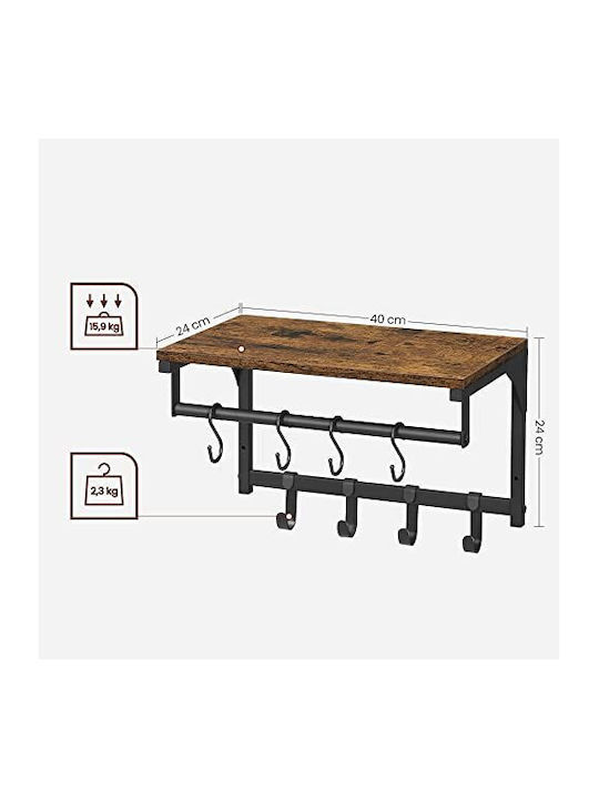 Ράφι Τοίχου Μαύρο 40x24x24εκ.