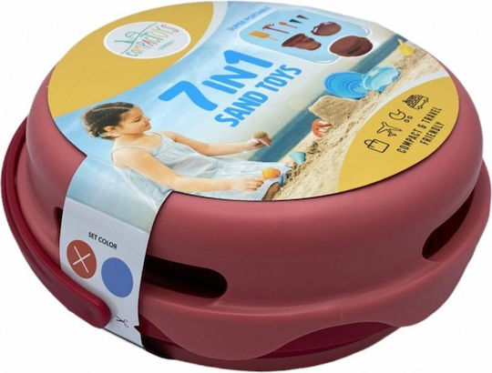 Compactoys Beach Bucket Set with Accessories made of Plastic Red 17.78cm 7pcs