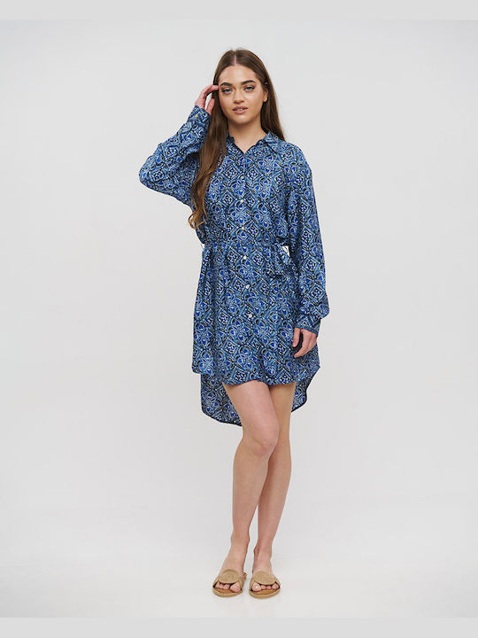 Ble Resort Collection Καφτάνι Παραλίας Μπλε Ble Resort Collection Καφτάνι Παραλίας Μπλε