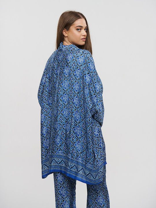 Ble Resort Collection Γυναικείο Κιμονό Παραλίας Μπλε