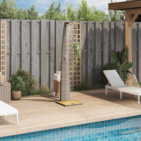 vidaXL Pool-Dusche aus Naturholz mit einer Höhe von 224 cm Grau