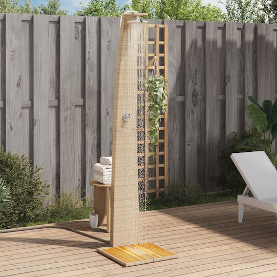 vidaXL Pool Shower Made of Natural Wood 224x60x55cm Beige